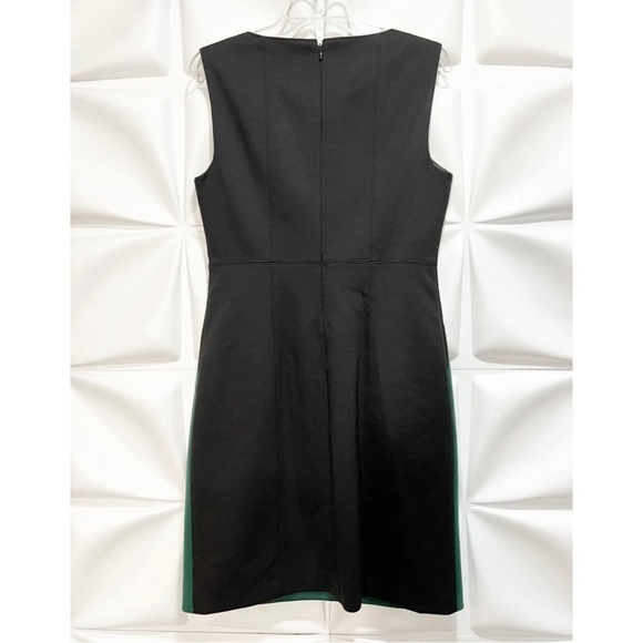 Tahari Sz 10 Emerald Hunter Green Black Sheath Dress Christmas Figure Flattering - Picture 9 of 16